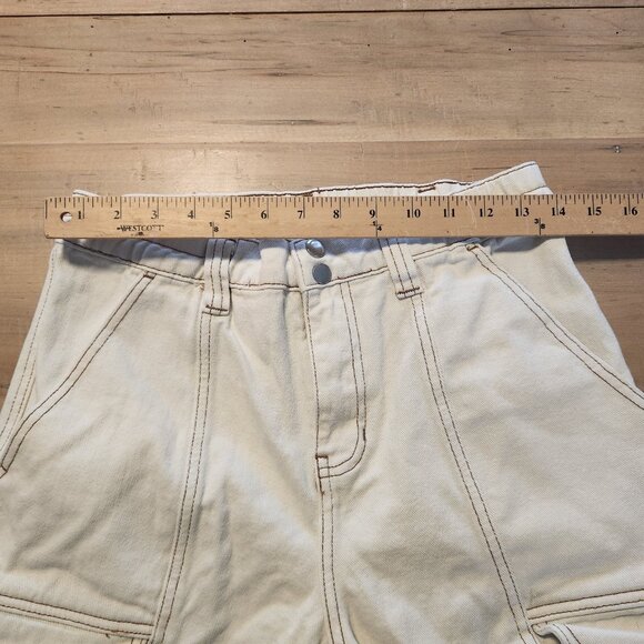 PacSun‎ Elastic Waist Cargo White Cream Cotton Pants Womens Medium (28x27) EUC - Picture 12 of 13
